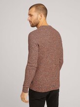Basic Strickpullover mit Bio-Baumwolle - Männer - navy orange white mouline Basic Strickpullover mit Bio-Baumwolle - Männer - navy orange white mouline - 2 - TOM TAILOR