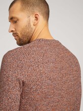 Basic Strickpullover mit Bio-Baumwolle - Männer - navy orange white mouline Basic Strickpullover mit Bio-Baumwolle - Männer - navy orange white mouline - 9 - TOM TAILOR