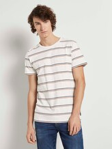 T-Shirt mit Streifenmuster - Männer - white tricolor yarn dye stripe T-Shirt mit Streifenmuster - Männer - white tricolor yarn dye stripe - 1 - TOM TAILOR Denim