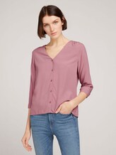 Geknöpfte Bluse mit V-Ausschnitt mit LENZINGTM ECOVEROTM - Frauen - cozy rose Geknöpfte Bluse mit V-Ausschnitt mit LENZINGTM ECOVEROTM - Frauen - cozy rose - 1 - TOM TAILOR Denim