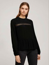 Stehkragenbluse mit Schößchen - Frauen - Deep Black Stehkragenbluse mit Schößchen - Frauen - Deep Black - 1 - TOM TAILOR Denim
