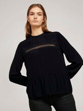 Stehkragenbluse mit Schößchen - Frauen - Deep Black Stehkragenbluse mit Schößchen - Frauen - Deep Black - 5 - TOM TAILOR Denim