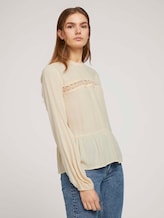 Stehkragenbluse mit Schößchen - Frauen - soft creme beige Stehkragenbluse mit Schößchen - Frauen - soft creme beige - 1 - TOM TAILOR Denim