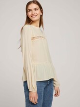 Stehkragenbluse mit Schößchen - Frauen - soft creme beige Stehkragenbluse mit Schößchen - Frauen - soft creme beige - 5 - TOM TAILOR Denim
