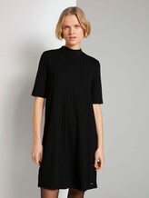 Kurzes Ripp Kleid mit Stehkragen - Frauen - Deep Black Kurzes Ripp Kleid mit Stehkragen - Frauen - Deep Black - 1 - TOM TAILOR Denim
