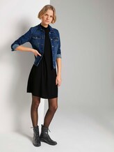 Kurzes Ripp Kleid mit Stehkragen - Frauen - Deep Black Kurzes Ripp Kleid mit Stehkragen - Frauen - Deep Black - 3 - TOM TAILOR Denim