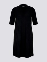 Kurzes Ripp Kleid mit Stehkragen - Frauen - Deep Black Kurzes Ripp Kleid mit Stehkragen - Frauen - Deep Black - 7 - TOM TAILOR Denim