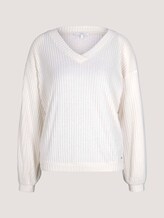 Langarmshirt mit V-Ausschnitt - Frauen - creme beige melange Langarmshirt mit V-Ausschnitt - Frauen - creme beige melange - 7 - TOM TAILOR Denim