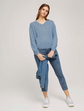 Langarmshirt mit V-Ausschnitt - Frauen - soft mid blue Langarmshirt mit V-Ausschnitt - Frauen - soft mid blue - 3 - TOM TAILOR Denim