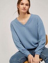 Langarmshirt mit V-Ausschnitt - Frauen - soft mid blue Langarmshirt mit V-Ausschnitt - Frauen - soft mid blue - 5 - TOM TAILOR Denim