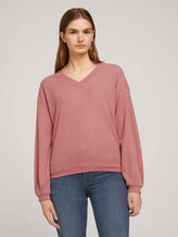 Langarmshirt mit V-Ausschnitt - Frauen - cozy rose Langarmshirt mit V-Ausschnitt - Frauen - cozy rose - 1 - TOM TAILOR Denim