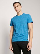 T-Shirt mit Streifenmuster - Männer - bright ibiza blue melange T-Shirt mit Streifenmuster - Männer - bright ibiza blue melange - 1 - TOM TAILOR