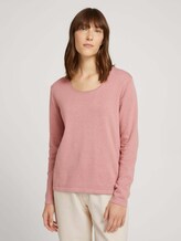 Knitted cotton sweater - Women - blush rose melange Knitted cotton sweater - Women - blush rose melange - 1 - TOM TAILOR