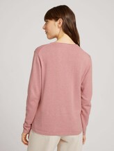 Knitted cotton sweater - Women - blush rose melange Knitted cotton sweater - Women - blush rose melange - 2 - TOM TAILOR