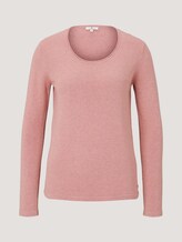 Knitted cotton sweater - Women - blush rose melange Knitted cotton sweater - Women - blush rose melange - 7 - TOM TAILOR