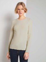 Langarmshirt aus feinem Ripp - Frauen - soft creme beige Langarmshirt aus feinem Ripp - Frauen - soft creme beige - 1 - TOM TAILOR Denim