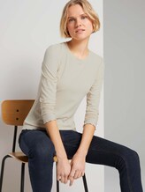 Langarmshirt aus feinem Ripp - Frauen - soft creme beige Langarmshirt aus feinem Ripp - Frauen - soft creme beige - 5 - TOM TAILOR Denim