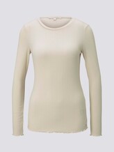 Langarmshirt aus feinem Ripp - Frauen - soft creme beige Langarmshirt aus feinem Ripp - Frauen - soft creme beige - 7 - TOM TAILOR Denim