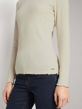 Langarmshirt aus feinem Ripp - Frauen - soft creme beige Langarmshirt aus feinem Ripp - Frauen - soft creme beige - 9 - TOM TAILOR Denim