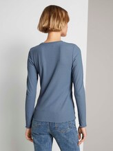Langarmshirt aus feinem Ripp - Frauen - soft mid blue Langarmshirt aus feinem Ripp - Frauen - soft mid blue - 2 - TOM TAILOR Denim