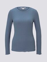 Langarmshirt aus feinem Ripp - Frauen - soft mid blue Langarmshirt aus feinem Ripp - Frauen - soft mid blue - 7 - TOM TAILOR Denim