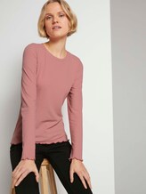 Langarmshirt aus feinem Ripp - Frauen - cozy rose Langarmshirt aus feinem Ripp - Frauen - cozy rose - 5 - TOM TAILOR Denim