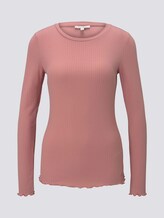 Langarmshirt aus feinem Ripp - Frauen - cozy rose Langarmshirt aus feinem Ripp - Frauen - cozy rose - 7 - TOM TAILOR Denim