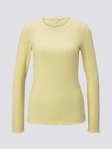 Langarmshirt aus feinem Ripp - Frauen - soft yellow Langarmshirt aus feinem Ripp - Frauen - soft yellow - 7 - TOM TAILOR Denim