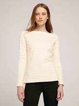 Gestreiftes Langarmshirt mit Bio-Baumwolle - Frauen - white yellow stripe Gestreiftes Langarmshirt mit Bio-Baumwolle - Frauen - white yellow stripe - 1 - TOM TAILOR Denim