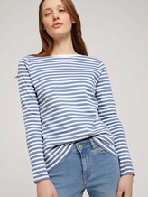 Gestreiftes Langarmshirt mit Bio-Baumwolle - Frauen - white blue stripe Gestreiftes Langarmshirt mit Bio-Baumwolle - Frauen - white blue stripe - 5 - TOM TAILOR Denim