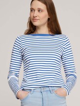 Gestreiftes Langarmshirt mit Bio-Baumwolle - Frauen - mid blue white stripe Gestreiftes Langarmshirt mit Bio-Baumwolle - Frauen - mid blue white stripe - 5 - TOM TAILOR Denim