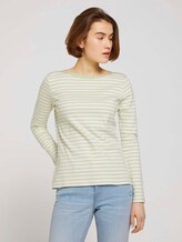 Gestreiftes Langarmshirt mit Bio-Baumwolle - Frauen - pine green white stripe Gestreiftes Langarmshirt mit Bio-Baumwolle - Frauen - pine green white stripe - 1 - TOM TAILOR Denim