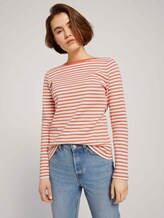 Gestreiftes Langarmshirt mit Bio-Baumwolle - Frauen - Bleached Coral Gestreiftes Langarmshirt mit Bio-Baumwolle - Frauen - Bleached Coral - 5 - TOM TAILOR Denim