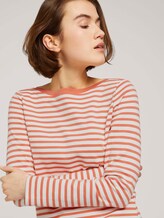 Gestreiftes Langarmshirt mit Bio-Baumwolle - Frauen - Bleached Coral Gestreiftes Langarmshirt mit Bio-Baumwolle - Frauen - Bleached Coral - 9 - TOM TAILOR Denim