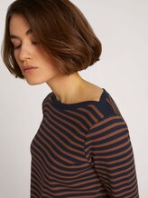 Gestreiftes Langarmshirt mit Bio-Baumwolle - Frauen - blue brown stripe Gestreiftes Langarmshirt mit Bio-Baumwolle - Frauen - blue brown stripe - 9 - TOM TAILOR Denim