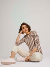 Gestreiftes Langarmshirt mit Bio-Baumwolle - Frauen - white brown stripe Gestreiftes Langarmshirt mit Bio-Baumwolle - Frauen - white brown stripe - 3 - TOM TAILOR Denim
