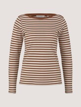 Gestreiftes Langarmshirt mit Bio-Baumwolle - Frauen - white brown stripe Gestreiftes Langarmshirt mit Bio-Baumwolle - Frauen - white brown stripe - 7 - TOM TAILOR Denim
