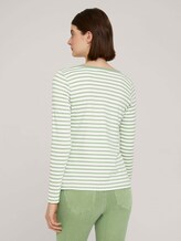 Gestreiftes Langarmshirt mit Bio-Baumwolle - Frauen - green white stripe Gestreiftes Langarmshirt mit Bio-Baumwolle - Frauen - green white stripe - 2 - TOM TAILOR Denim