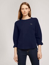 Sweatshirt mit Ärmeldetail mit Bio-Baumwolle - Frauen - Sky Captain Blue Sweatshirt mit Ärmeldetail mit Bio-Baumwolle - Frauen - Sky Captain Blue - 1 - TOM TAILOR Denim