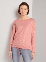 Gestreifter Pullover mit LENZING™ ECOVERO™ - Frauen - peach offwhite striped Gestreifter Pullover mit LENZING™ ECOVERO™ - Frauen - peach offwhite striped - 1 - TOM TAILOR