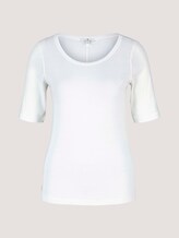 Basic T-Shirt mit Bio-Baumwolle - Frauen - Whisper White Basic T-Shirt mit Bio-Baumwolle - Frauen - Whisper White - 7 - TOM TAILOR