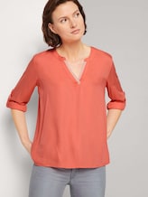 Pleated blouse made with LENZINGTM ECOVEROTM - Women - strong peach tone Pleated blouse made with LENZINGTM ECOVEROTM - Women - strong peach tone - 5 - TOM TAILOR