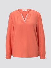 Pleated blouse made with LENZINGTM ECOVEROTM - Women - strong peach tone Pleated blouse made with LENZINGTM ECOVEROTM - Women - strong peach tone - 7 - TOM TAILOR