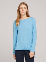 Gestreiftes Langarmshirt - Frauen - Clear Light Blue Melange Gestreiftes Langarmshirt - Frauen - Clear Light Blue Melange - 1 - TOM TAILOR