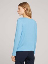 Gestreiftes Langarmshirt - Frauen - Clear Light Blue Melange Gestreiftes Langarmshirt - Frauen - Clear Light Blue Melange - 2 - TOM TAILOR
