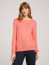 Gestreiftes Langarmshirt - Frauen - strong peach melange Gestreiftes Langarmshirt - Frauen - strong peach melange - 1 - TOM TAILOR