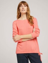 Gestreiftes Langarmshirt - Frauen - strong peach melange Gestreiftes Langarmshirt - Frauen - strong peach melange - 5 - TOM TAILOR