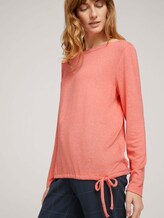 Gestreiftes Langarmshirt - Frauen - strong peach melange Gestreiftes Langarmshirt - Frauen - strong peach melange - 9 - TOM TAILOR