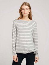Gestreiftes Langarmshirt - Frauen - grey melange offwhite stripe Gestreiftes Langarmshirt - Frauen - grey melange offwhite stripe - 1 - TOM TAILOR