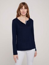 Langarmshirt mit Henleyausschnitt - Frauen - Sky Captain Blue Langarmshirt mit Henleyausschnitt - Frauen - Sky Captain Blue - 1 - TOM TAILOR